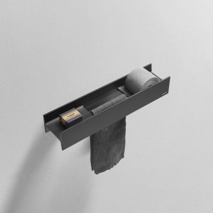 Antonio Lupi LMCOMBI Shelf With Towel and Paper Holder Black