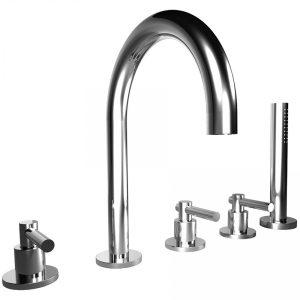 Bongio Style T Lever 5 Holes Deck Mounted Bathtub Group